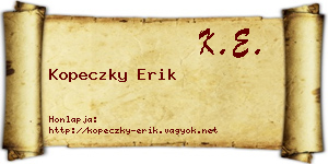 Kopeczky Erik névjegykártya